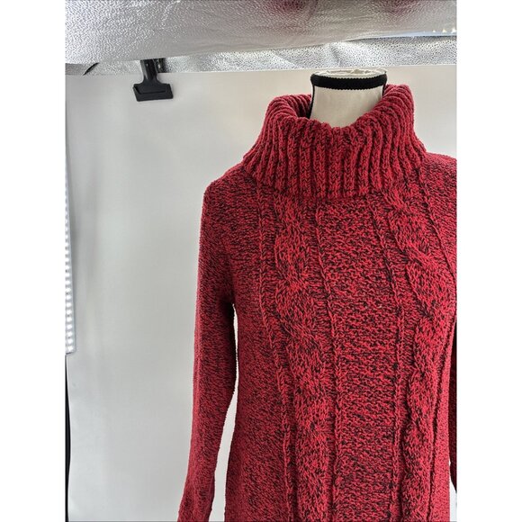 Christopher & Banks Womens S Red Marled Cable Knit Turtleneck Sweater Pullover - Picture 2 of 7